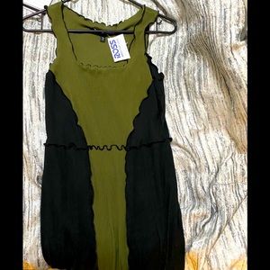 Cozy tank top style dress two tone green / black